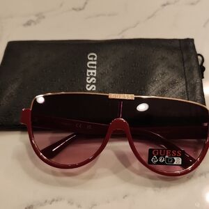Guess Women's Burgundy and Gold Sunglasses